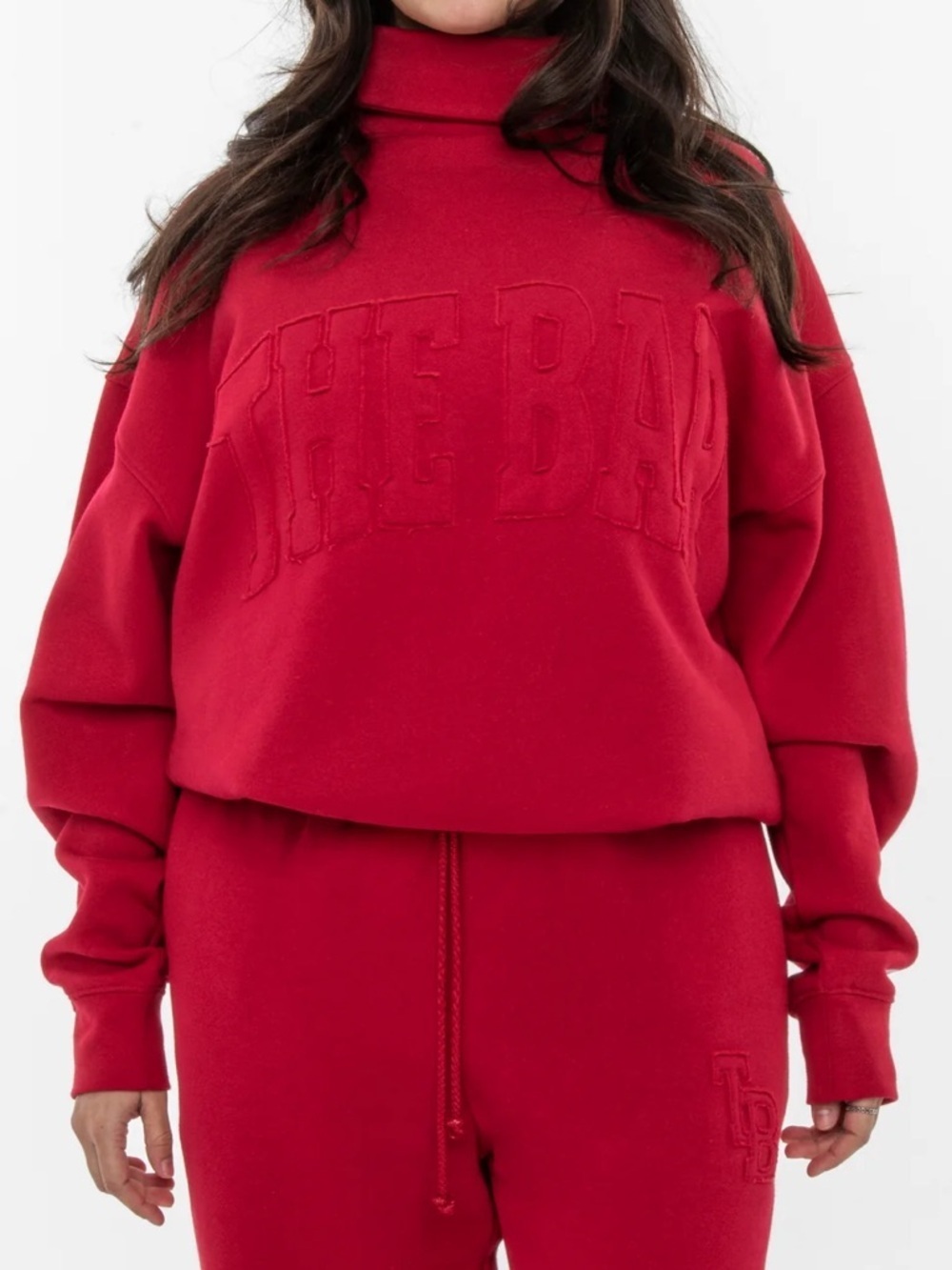 NWT THE BAR Charles Highest Neck Heritage Sweatshirt- Ruby/ Size XL